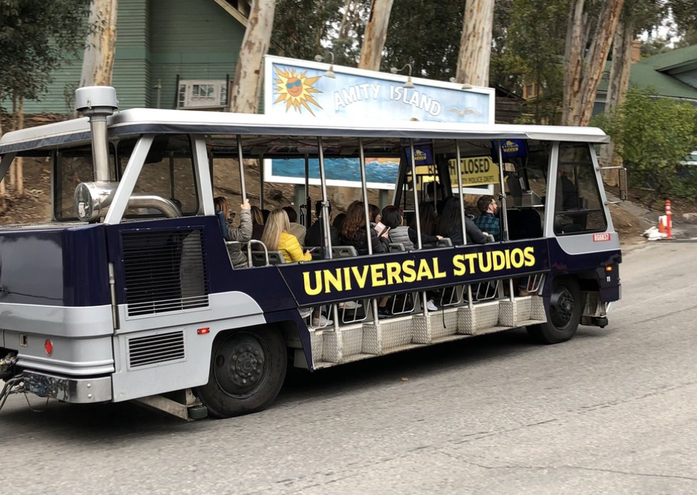 Universal Studios tour is on a tram