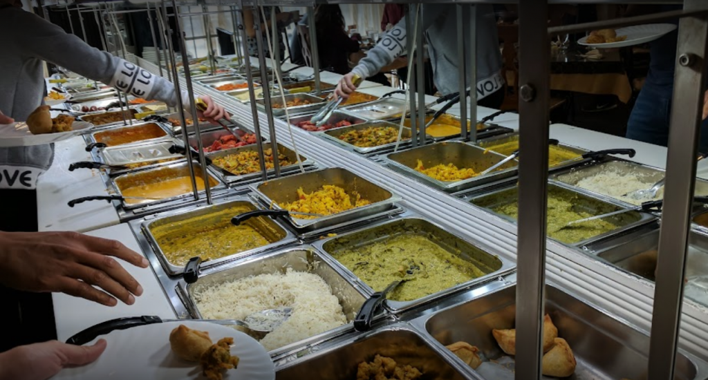 Indian buffet line at Royal Delhi Palace restaurant